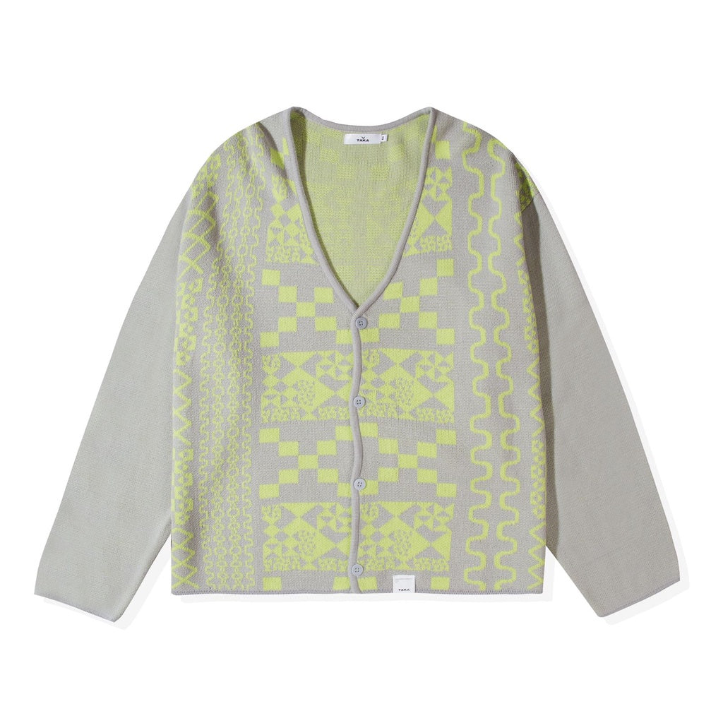 Boxy Oversized Cardigan Grey Lime – TAKA CRAFT