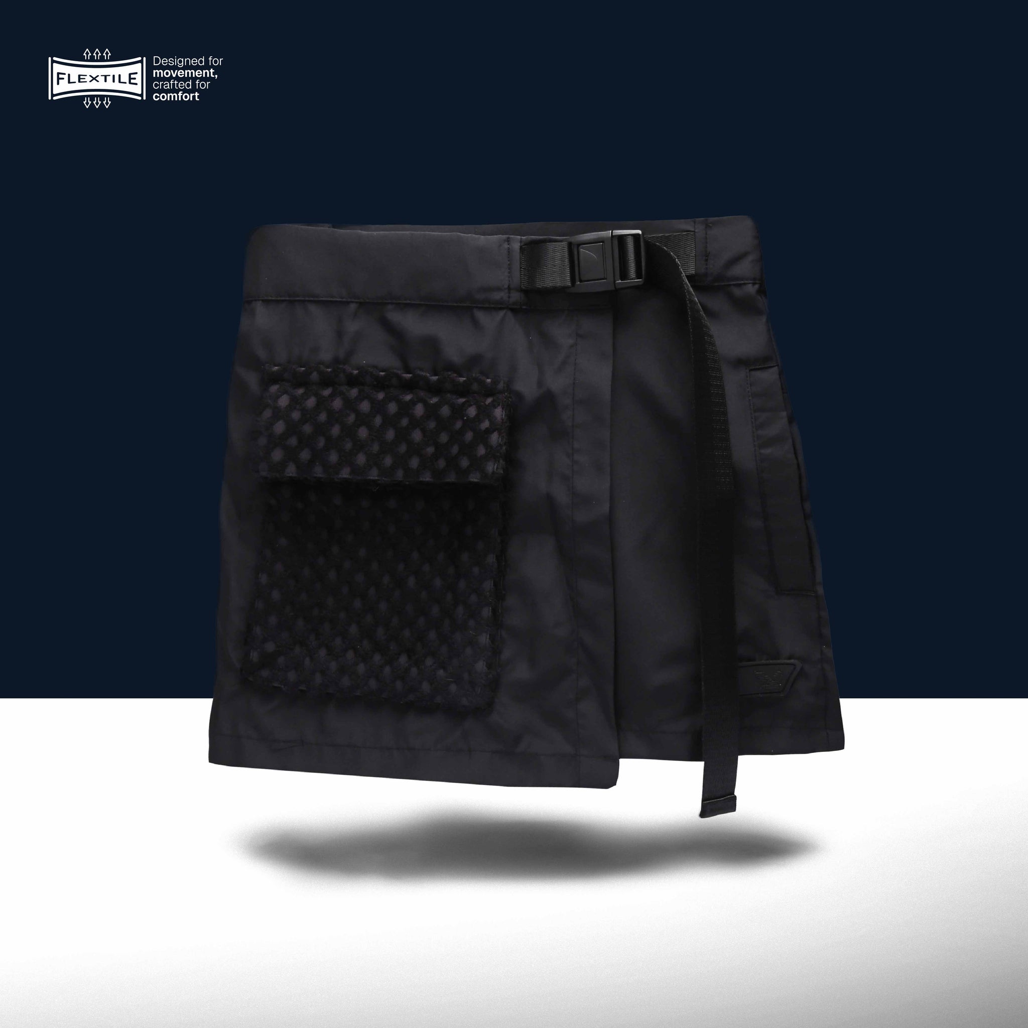 Cargo Skort Luxe Nylon Fuzzy Black