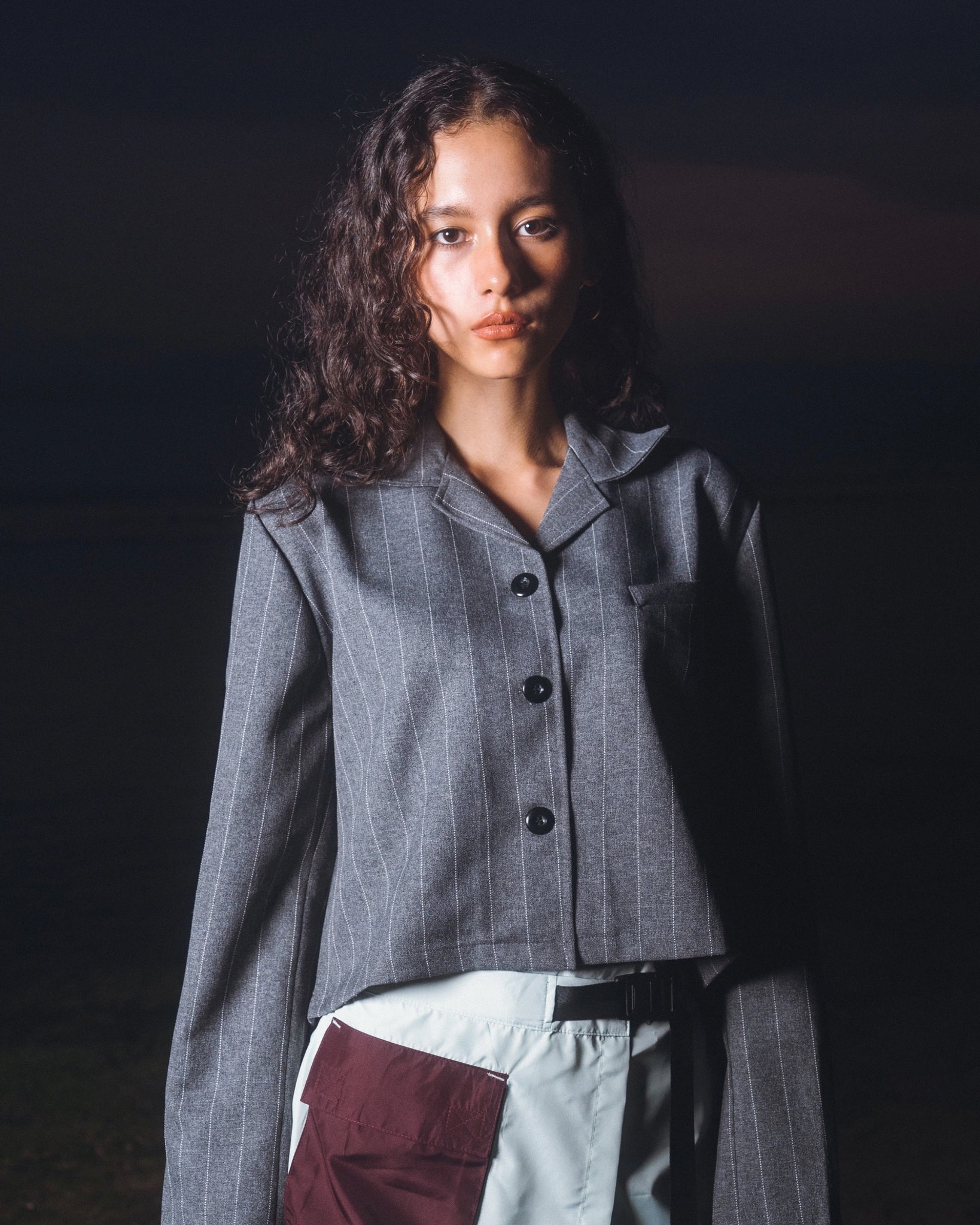 Wool Crop Jacket Grey
